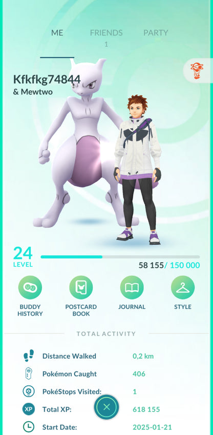 Level 24 🌟 Starter acc - mewtwo - 3 mil stardust